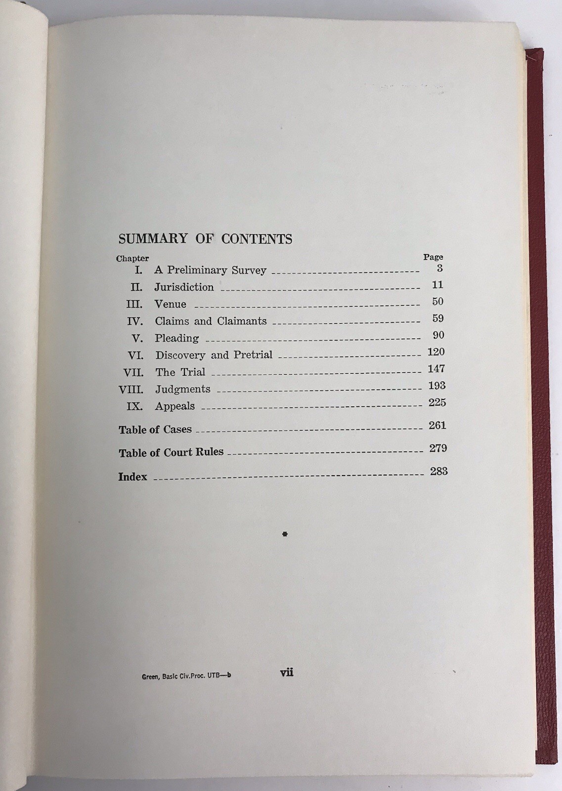 Basic Civil Procedure by Milton Green – University Textbook Series 1977 Law Text