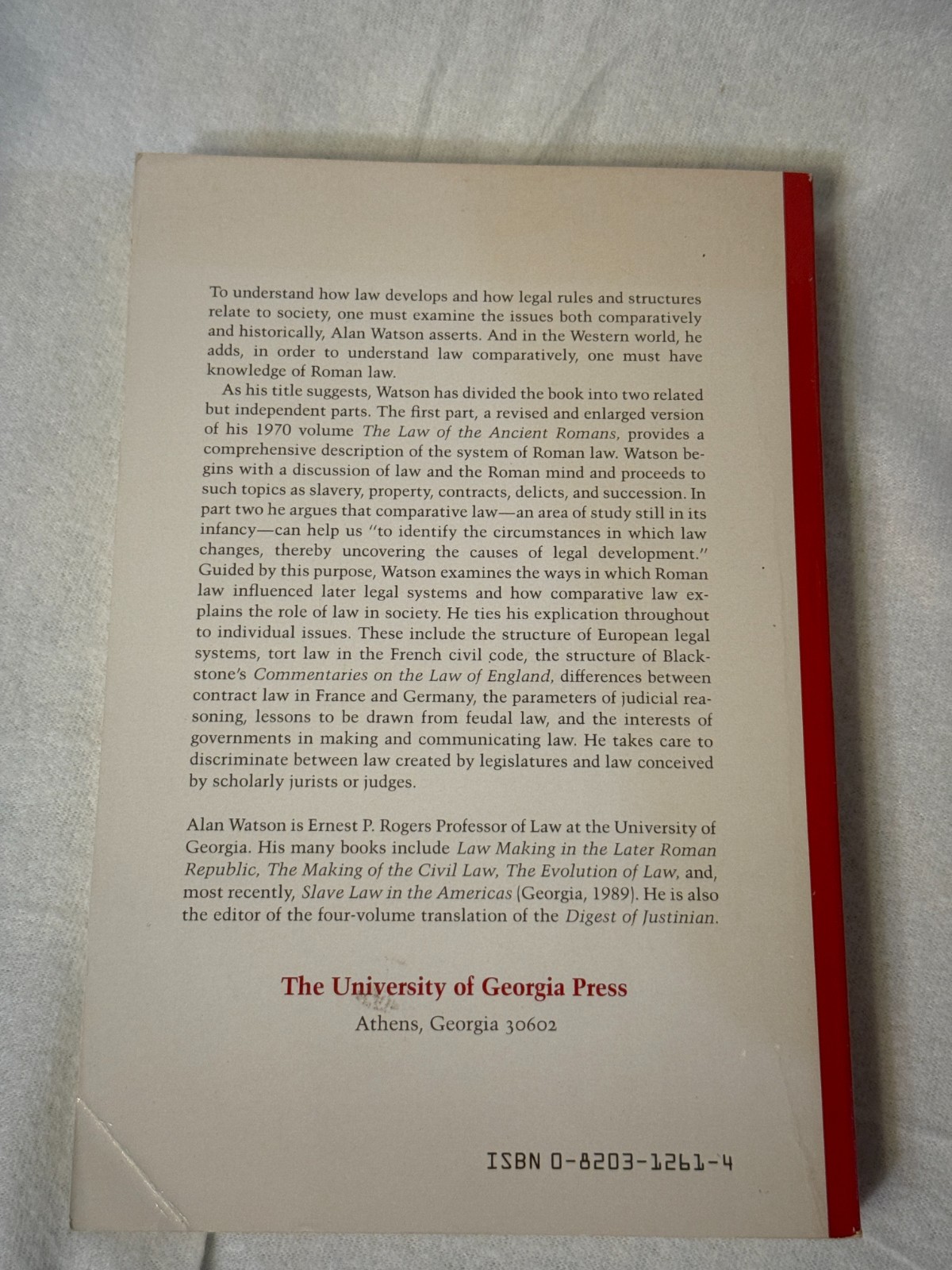ROMAN LAW & COMPARATIVE LAW Alan Watson PB Good legal history civil law