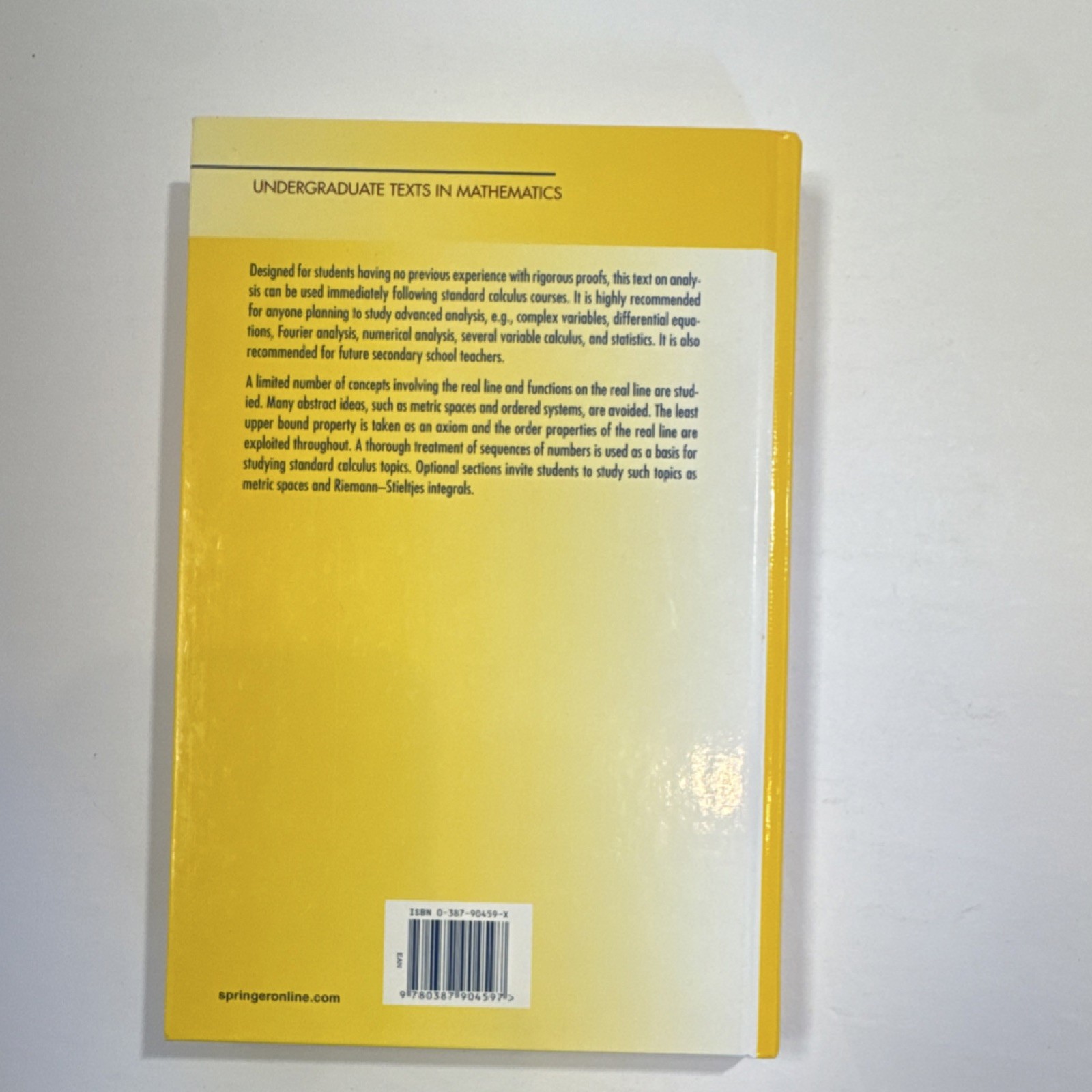 Springer Hardcover: Elementary Analysis by Kenneth A. Ross, Undergraduate Texts
