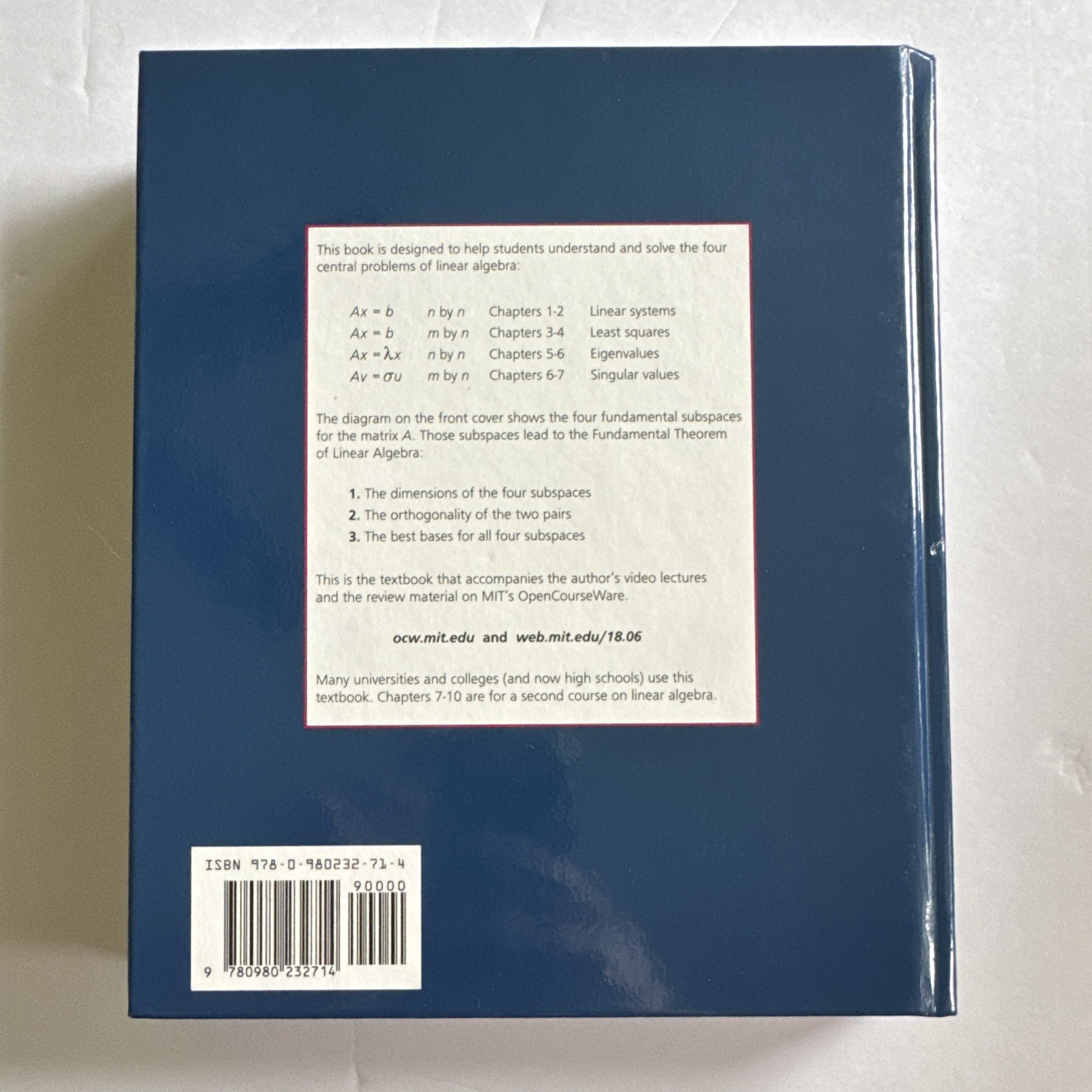Introduction to Linear Algebra Fourth Edition Hardcover Gilbert Strang-3