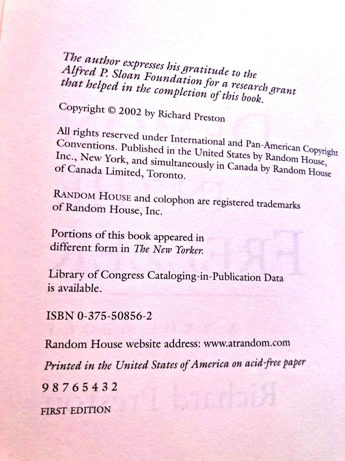 RARE 1ST EDIT! The Demon in the Freezer: A True Story by Richard Preston (2002)