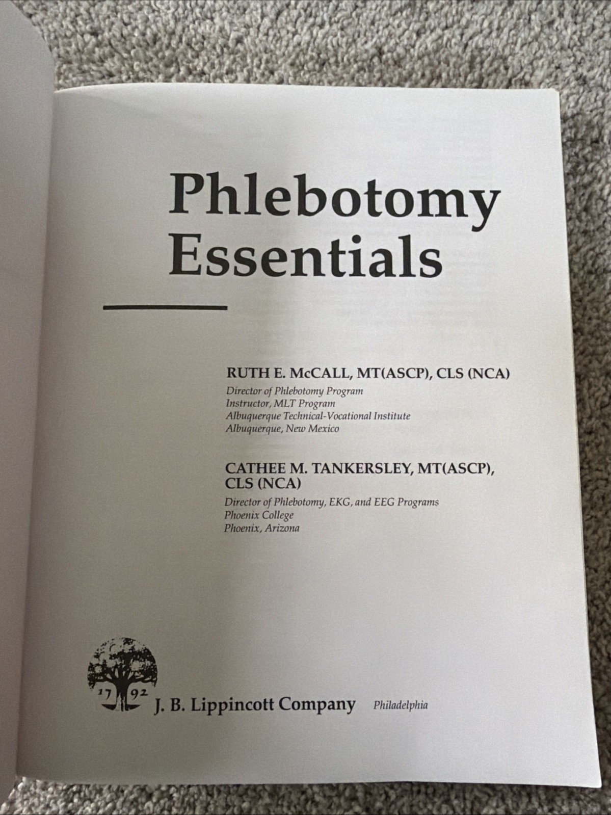 PHLEBOTOMY ESSENTIALS By Ruth E. Mccall & Cathee M. Tankersley VG