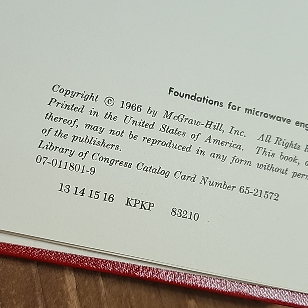 Foundations for Microwave Engineering, Hardcover 1st Edition, McGraw-Hill Series