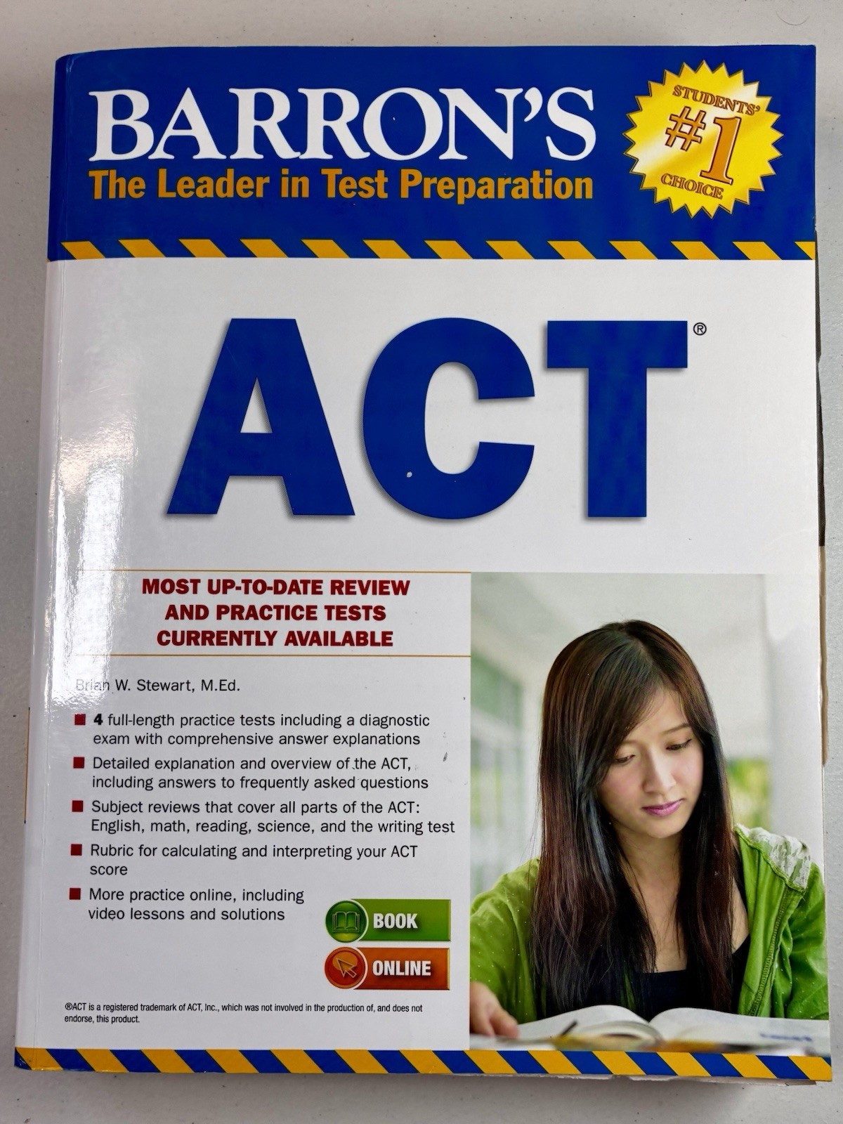 Barron’s ACT 2nd Edition Brian W. Stewart 4 Practice Tests Book & Online