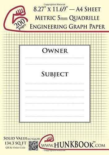 ENGINEERING GRAPH PAPER (200PAGES/CREAM): METRIC 5MM By Mighty Hunkbook **NEW**