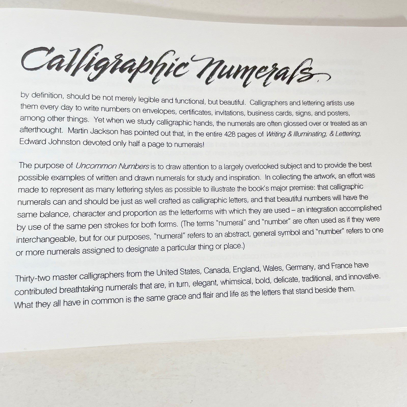 Uncommon Numbers: Source Book for Artists 1996 Calligraphy Brenda Casey 64 pgs