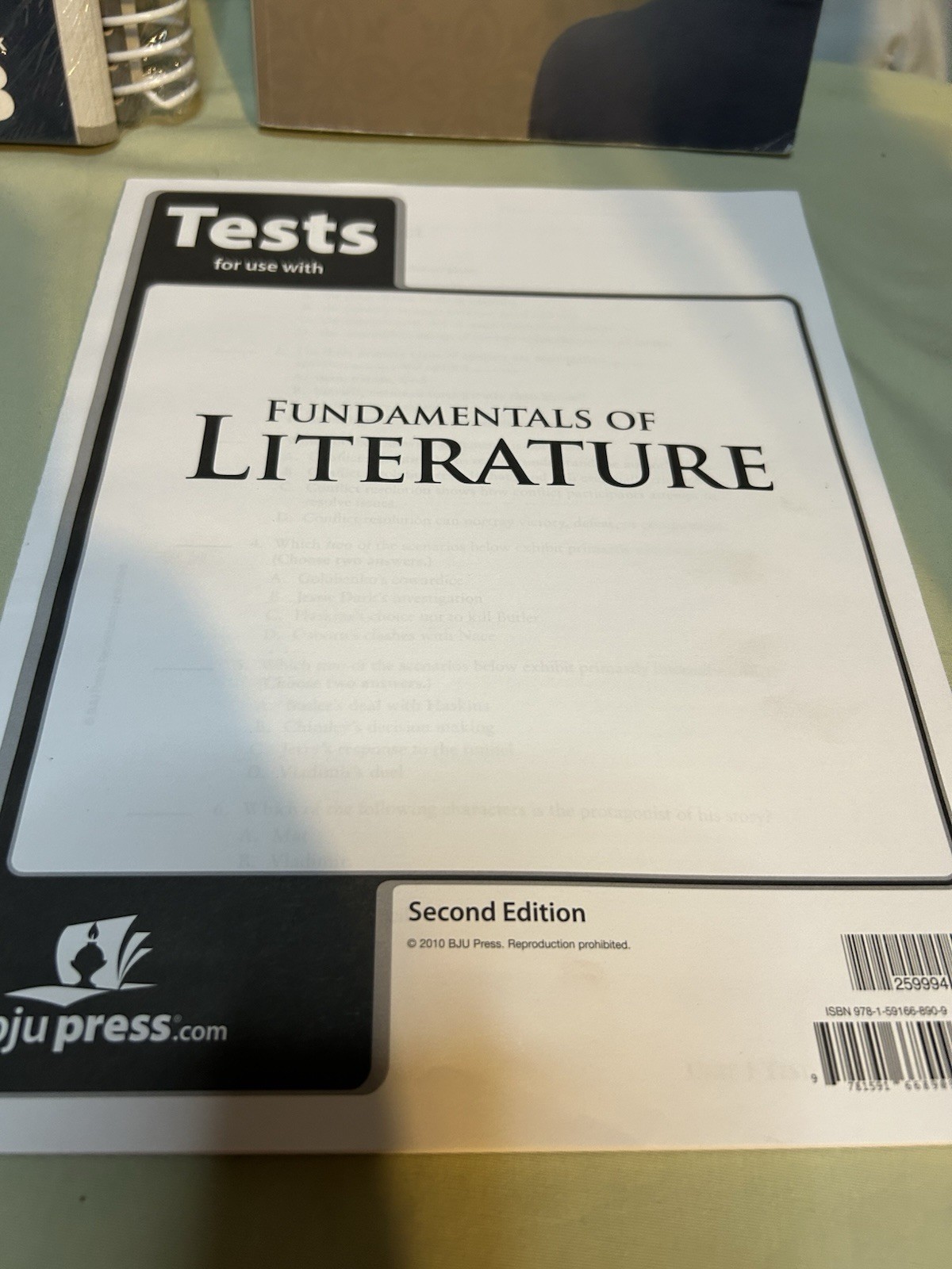 BJU Press Fundamentals of Literature 2nd Ed Set Teacher Student Tests Answer Key