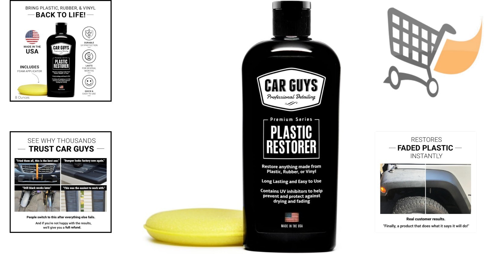 Plastic Restorer Kit 8 Oz Auto Detailing Rubber Vinyl Trim Water Resistant