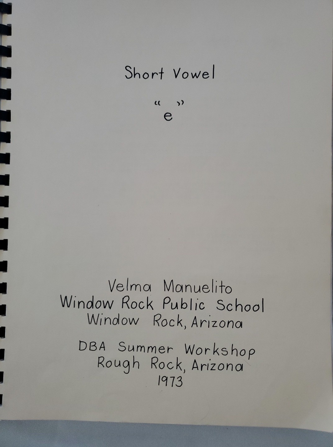 Vintage 1973 Navajo Vowels Workbook Diné Language Study Practice Word Letter