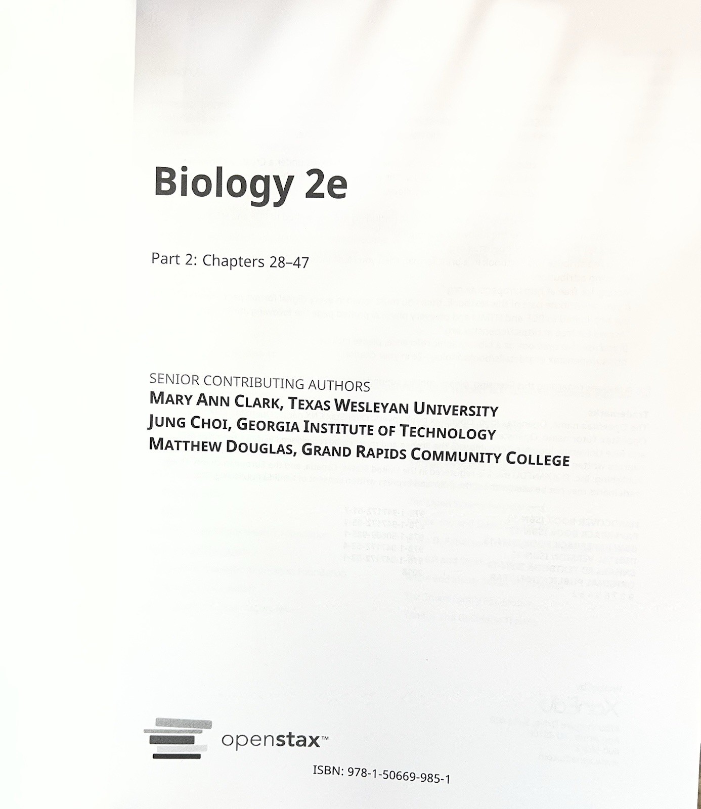 OpenStax Biology 2e 2-Volume Paperback Set 2018 Clark Choi Douglas new unused