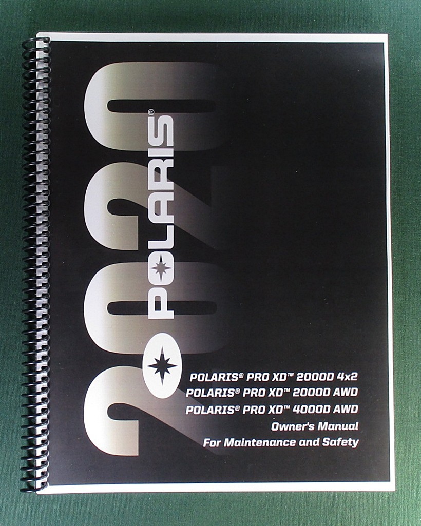 2020 Polaris Pro XD 4000D AWD Owner’s Manual: 190 Pages & Clear Covers!