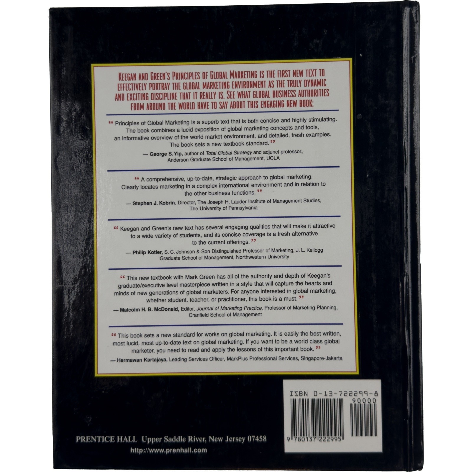 Principles of Global Marketing Textbook by Keegan & Green (1997)