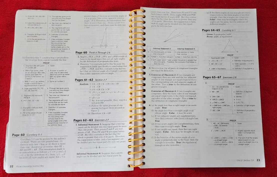 Abeka A Beka Book PLANE GEOMETRY SOLUTION KEY 2nd Edition SPIRAL 95397010 b