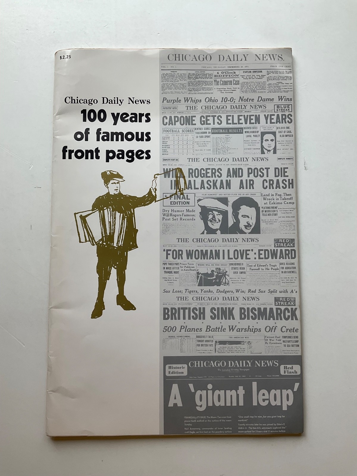 Chicago Daily News 100 Years Of Famous Front Pages. 1875-1975. 11×17.