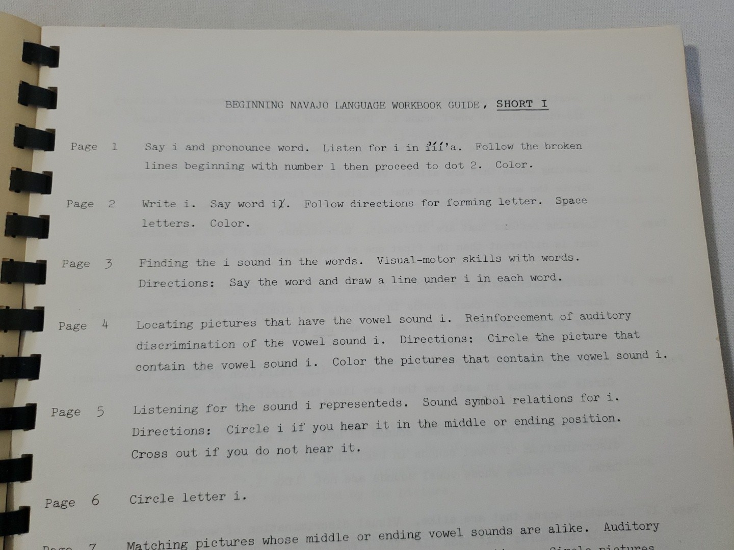 Vintage 1973 Navajo Vowels Workbook Diné Language Study Practice Word Letter