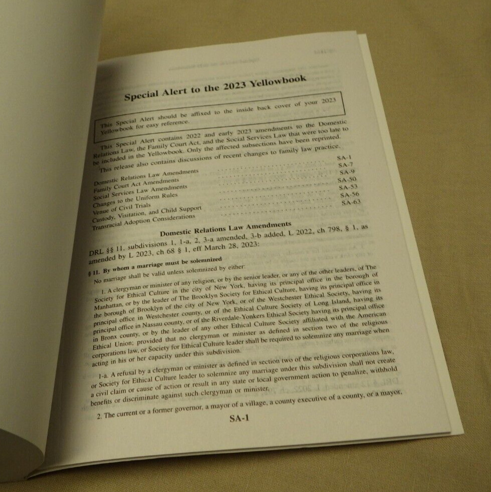 New York Family Law Statutes 2023 Edition & Supplement Yellowbook LexisNexis SC