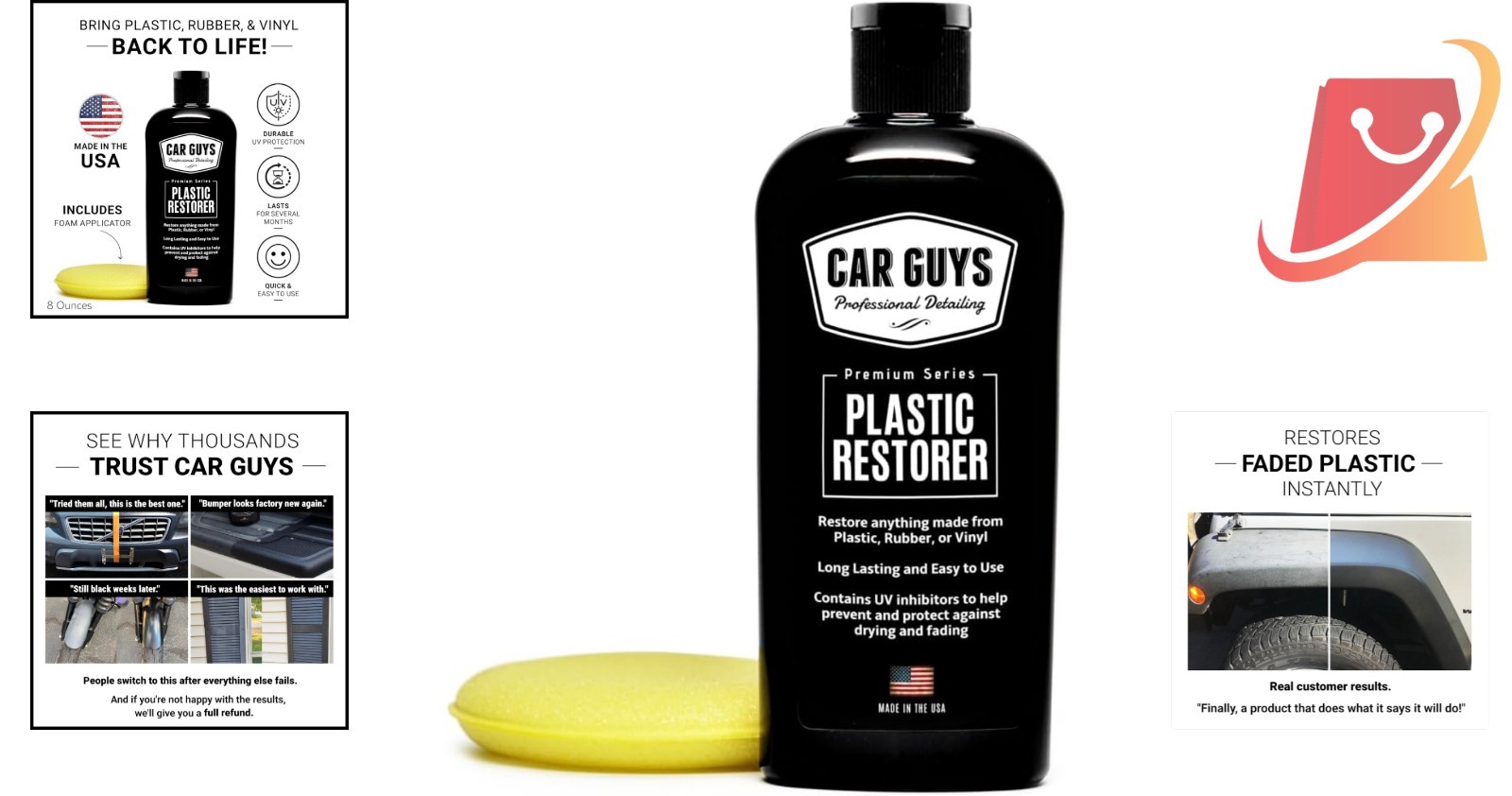 Plastic Restorer Kit 8 Oz Auto Detailing Rubber Vinyl trim protector