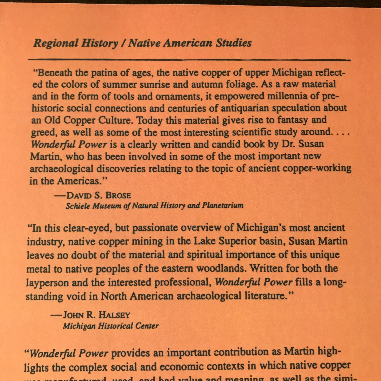 BOOK Wonderful Power: Story Of Ancient Copper Working In Lake Superior Basin