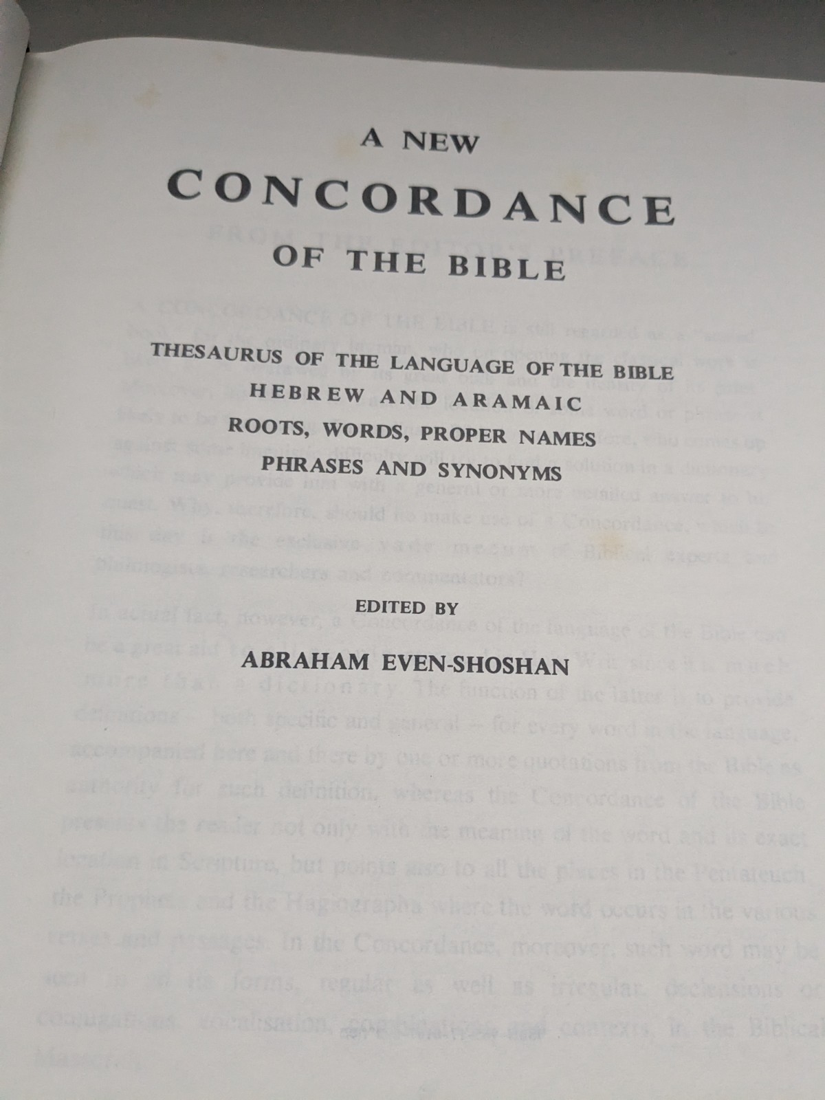 A NEW CONCORDANCE OF THE BIBLE by Abraham Even-Shoshan 1985 HC Printed in Israel