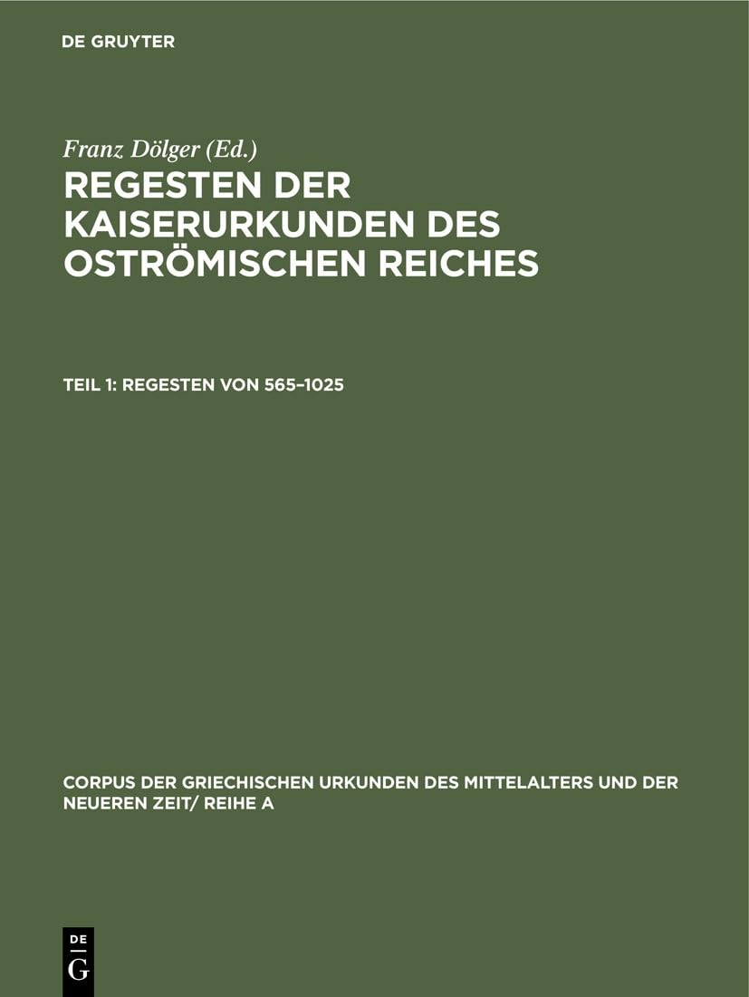 Regesten von 565-1025 (German Edition) [Hardcover]