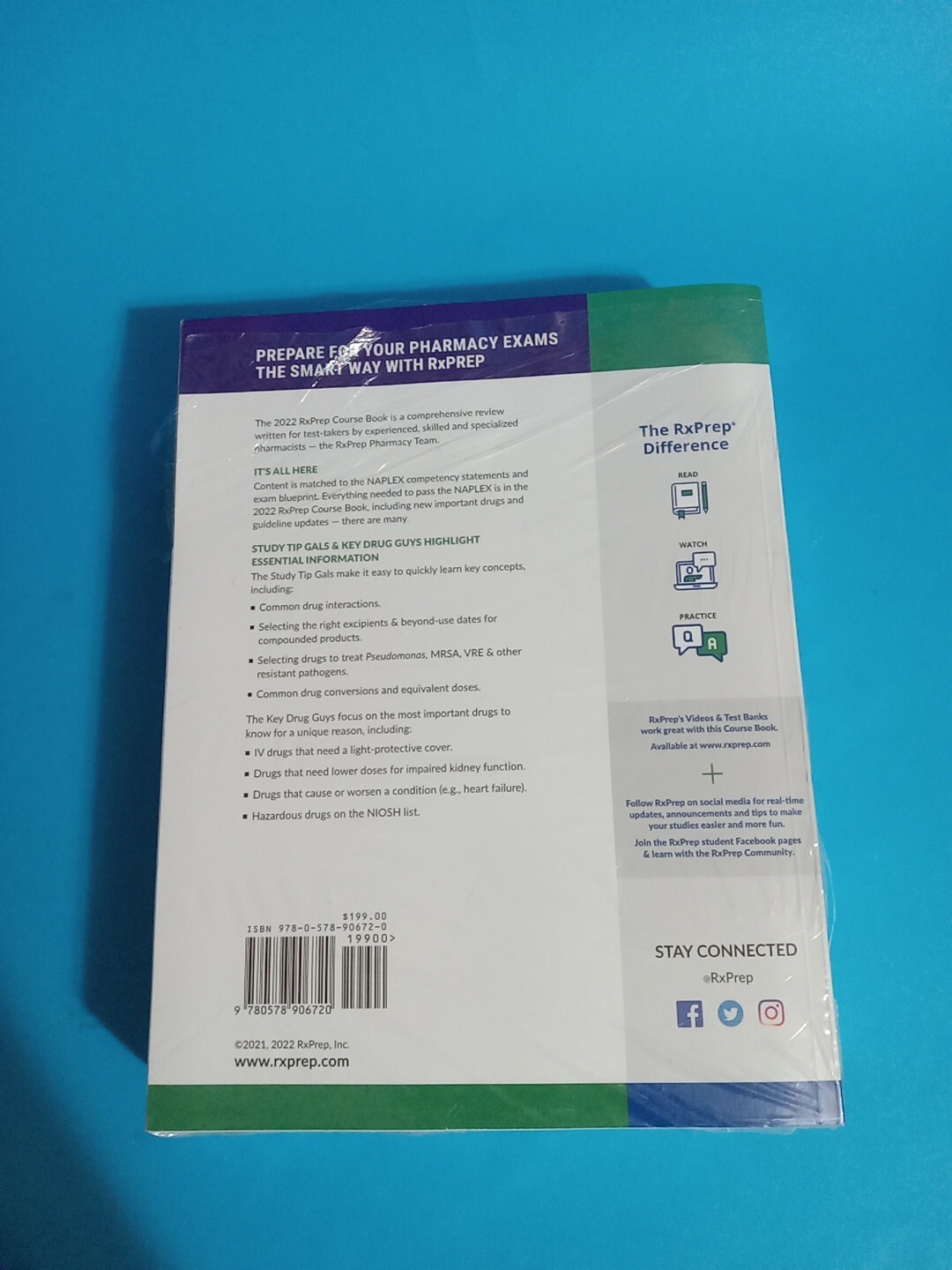 New RXPrep 2022 NAPLEX Coursebook Study Guide, ISBN 9780578906720 -New Read Desc