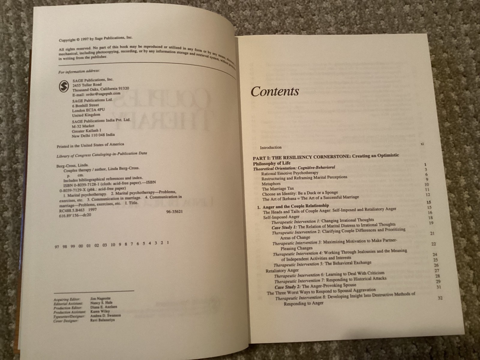 Couples Therapy Textbook Hardcover by Linda Berg-Cross