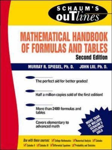 Schaum’s Mathematical Handbook of Formulas an- paperback, Spiegel, 9780070382039