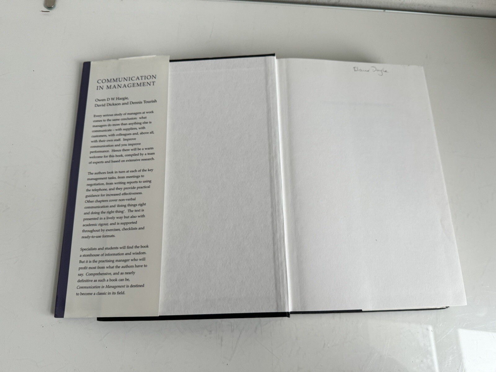 Communication in Management,Owen D W Hargie 1999 Hardcover Dickson Tourish Book
