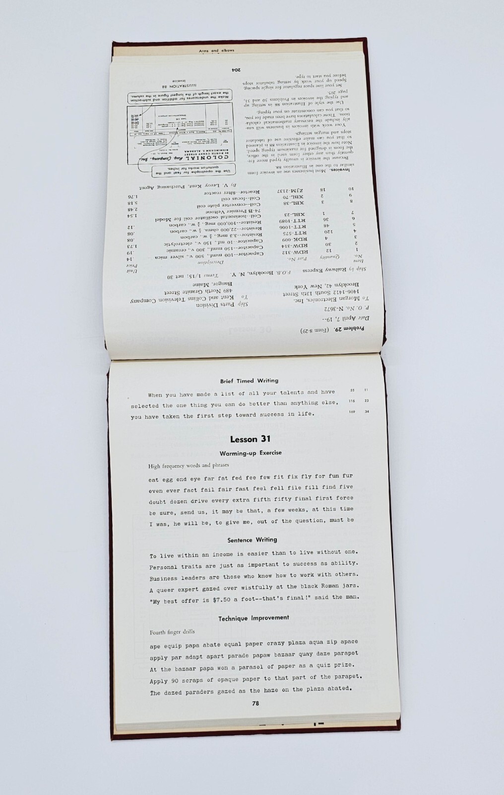 Rowe College Typing 1st Edition Hardcover Textbook Typewriter Instruction Excel
