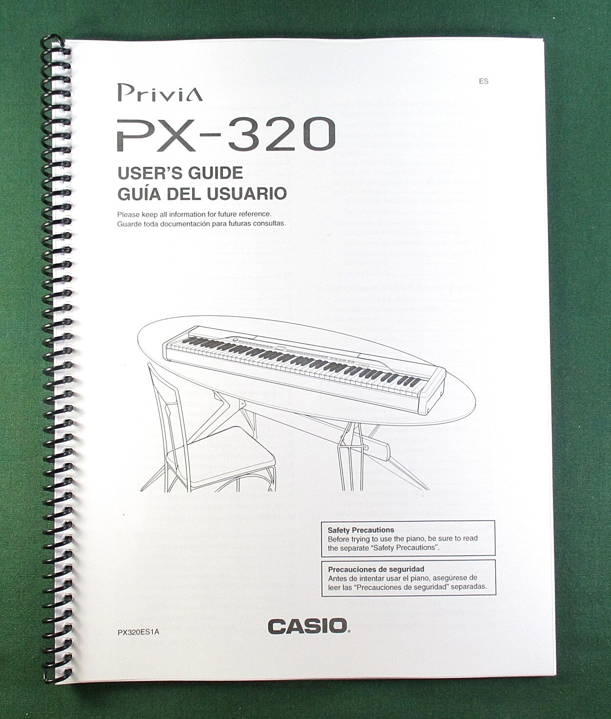 Casio PX-320 Instruction Manual: 62 Pages Coil Bound & Protective Covers!