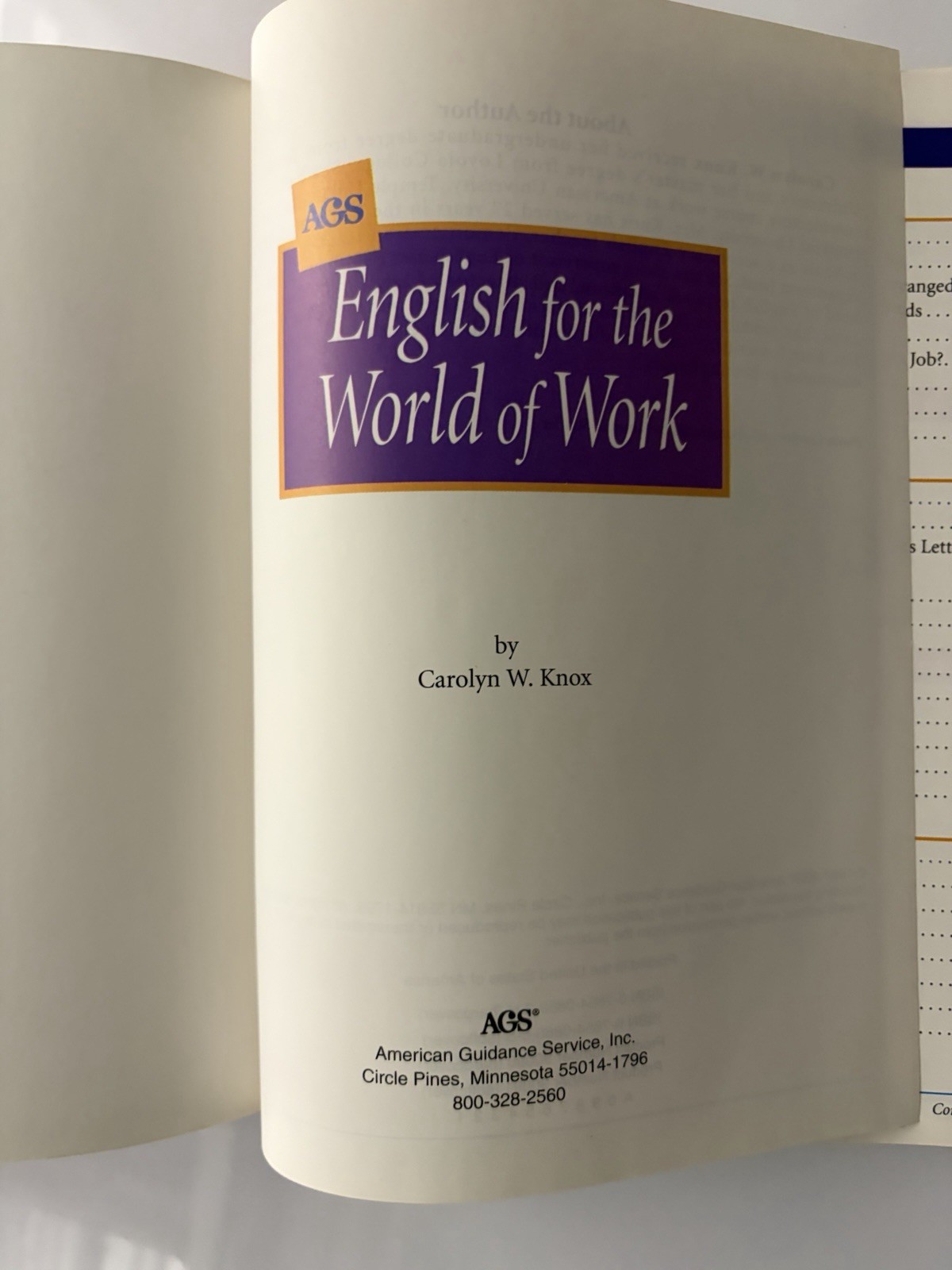 AGS English for the World of Work by Carolyn W. Knox, Hardcover
