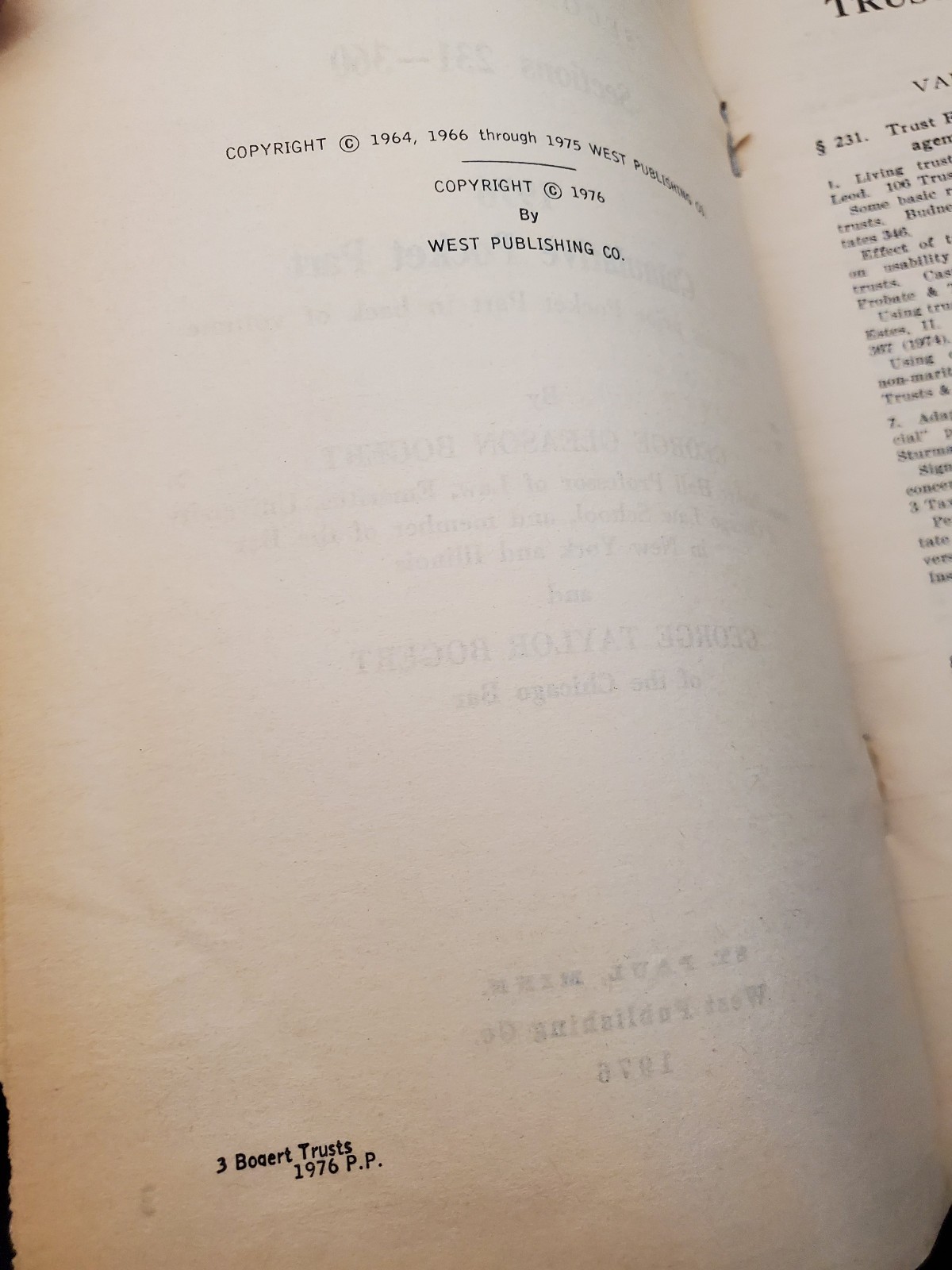 Bogert: The Law of Trusts & Trustees 2nd Ed. Vol. 231–360 (1972 Reprint) + 1976