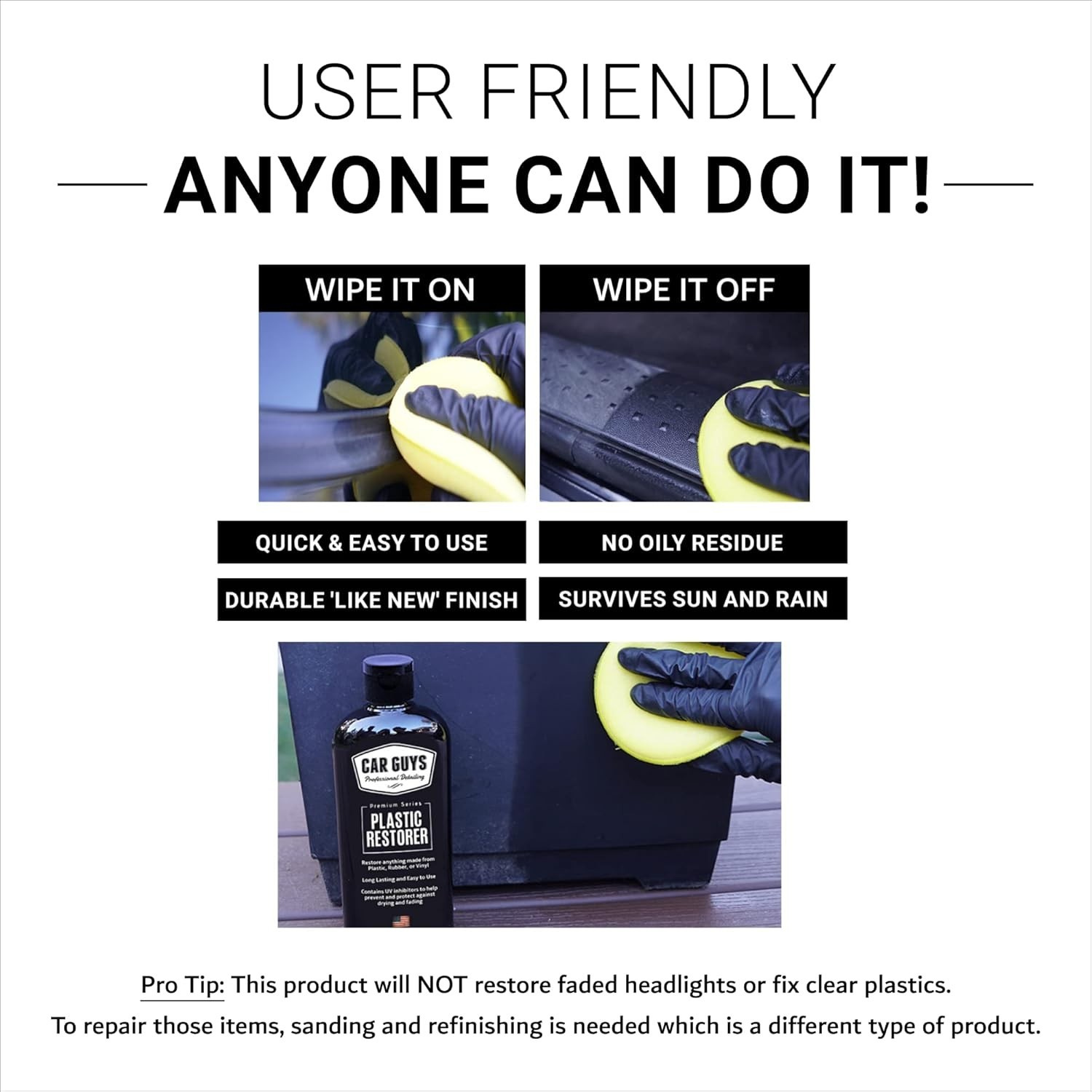 8 Oz Plastic Restorer Kit | Revive Rubber and Vinyl with Water-Repellent Formula