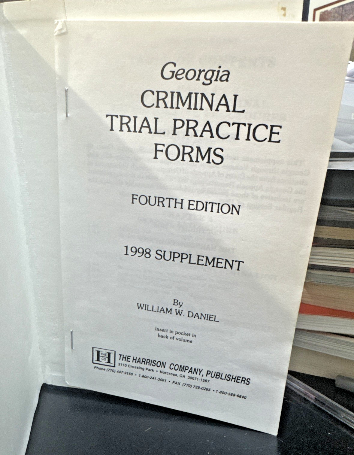Georgia Criminal Trial Practice Forms 4th Edition 1997. VINTAGE