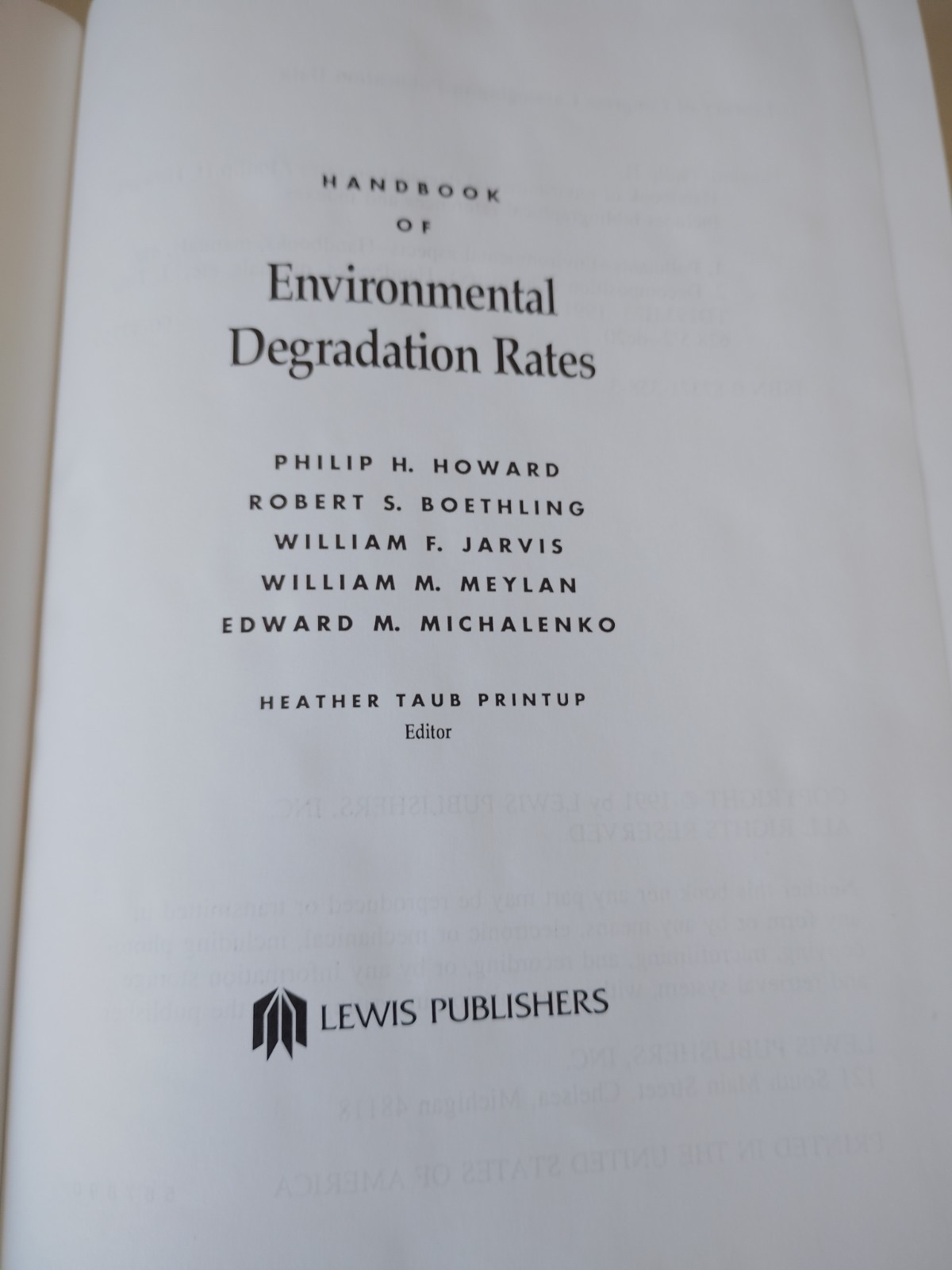 Handbook Of Environmental Degradation Rates