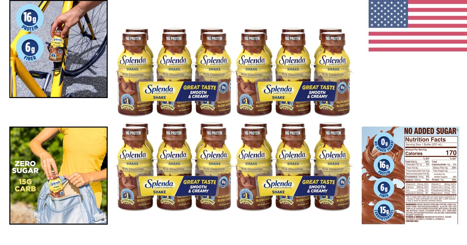 Milk Chocolate Diabetes Nutrition Shakes 8 Fl Oz Liquid Meal Replacement 24 Pack
