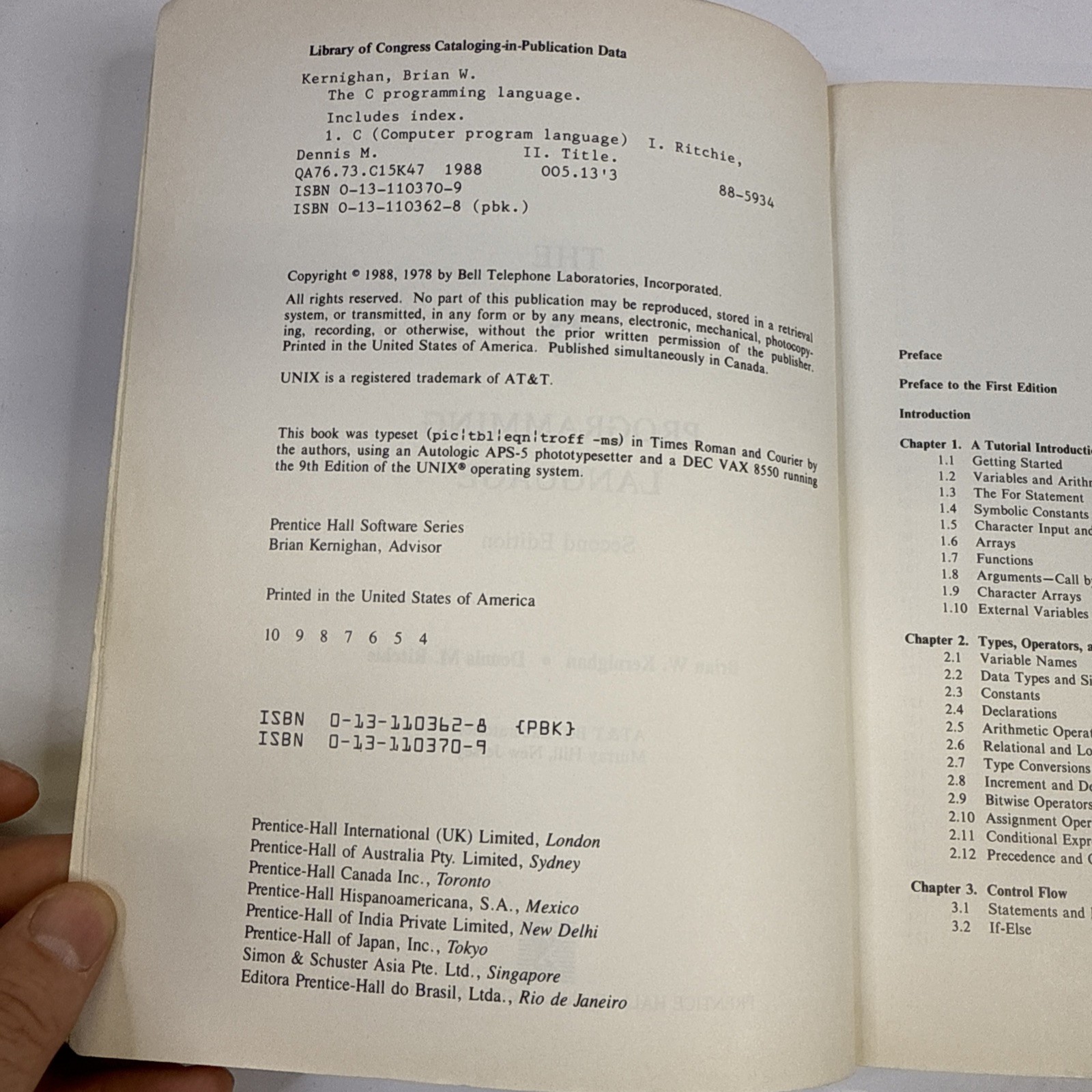 C Programming Language by Brian Kernighan and Dennis Ritchie 1988 Book Vintage