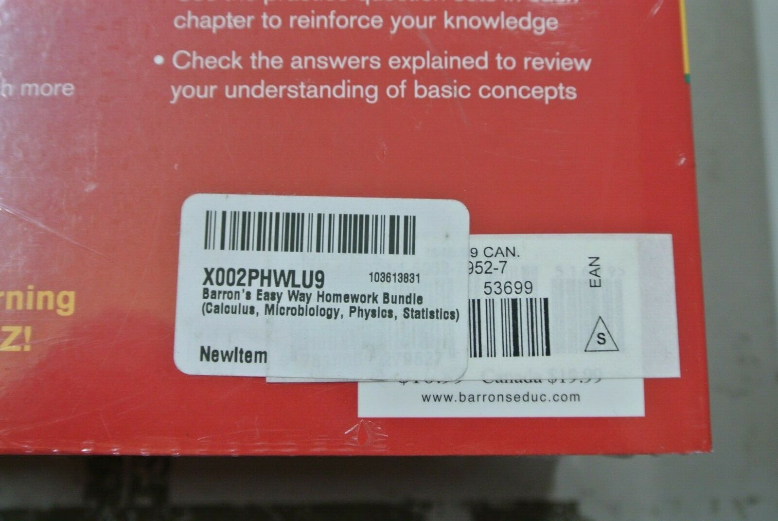 Barron’s Easy Way Homework Bundle: Calculus, Microbiology, Physics, Statistics