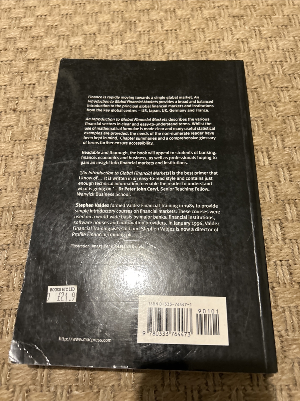 An Introduction to Global Financial Markets (Macmillan business) By Stephen Val