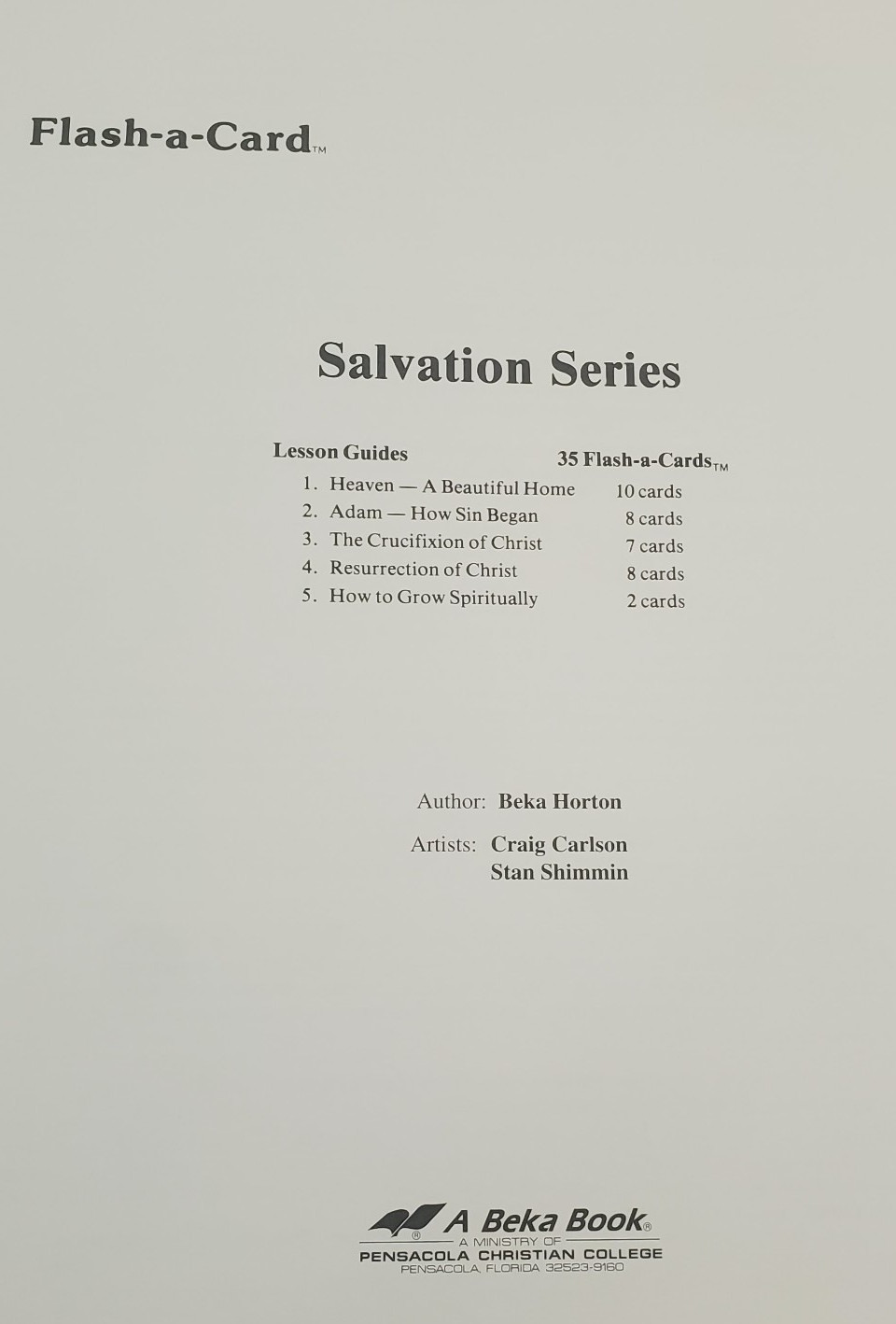 A Beka Book Salvation Series 5 Lessons 35 Flash-a-Cards
