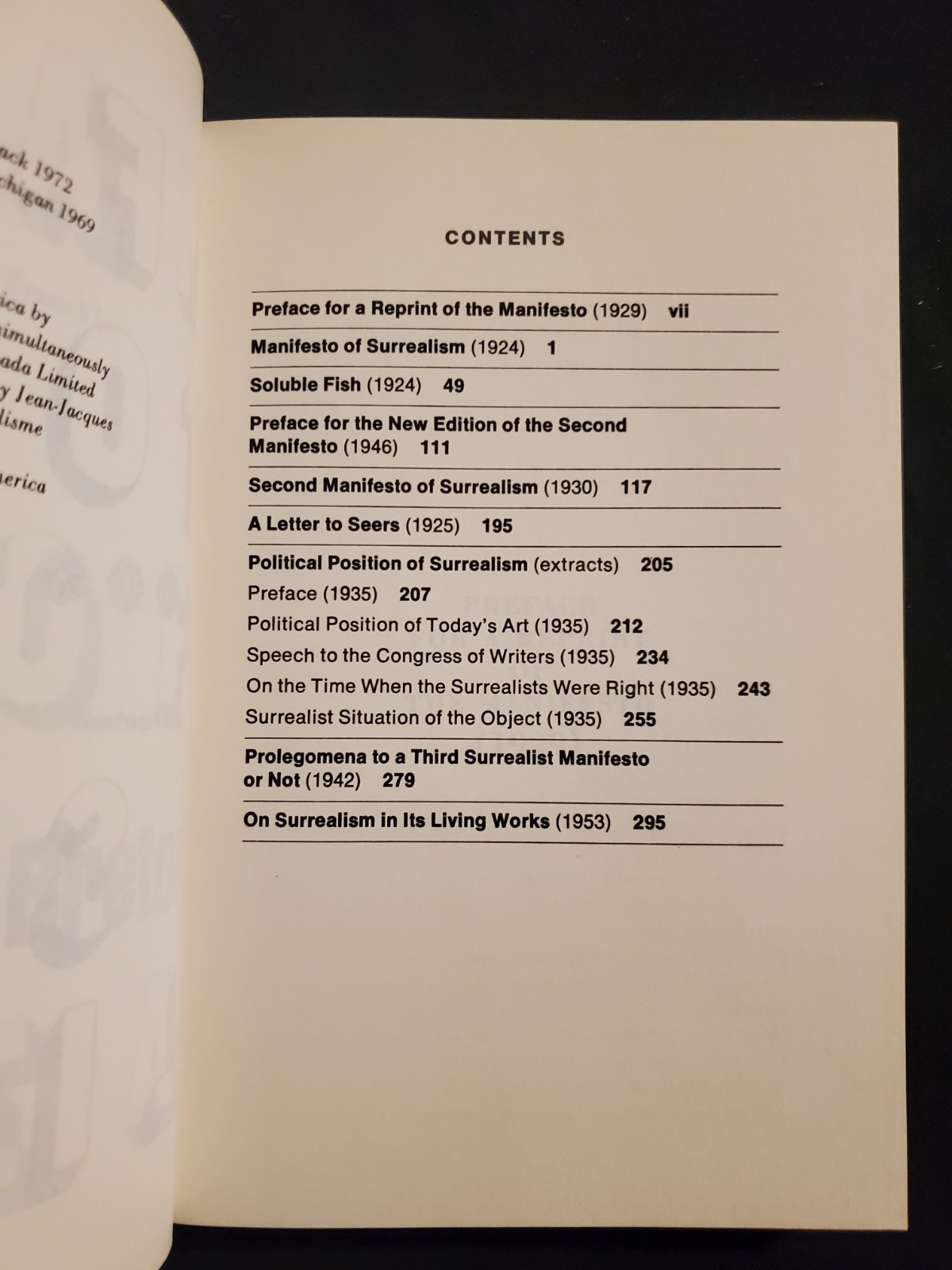 André Breton – Manifestoes of Surrealism 1972 Softcover Book