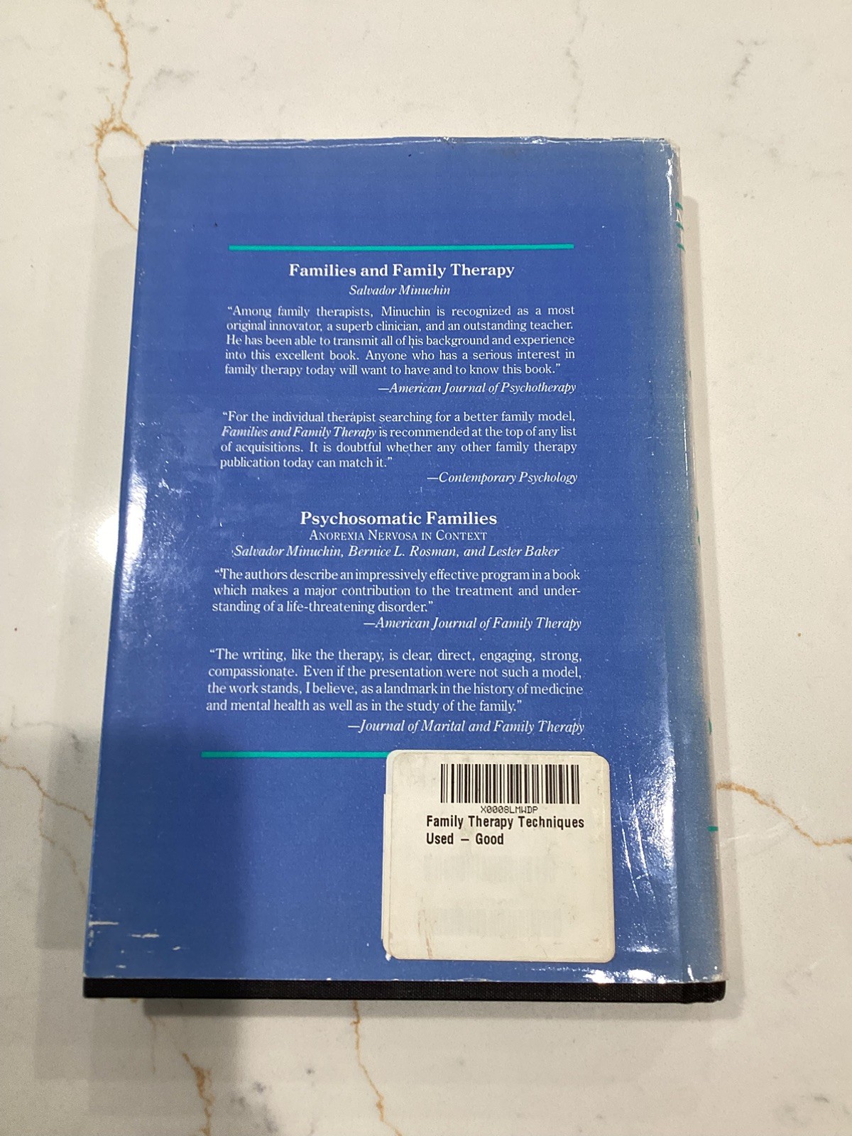 Family Therapy Techniques by Minuchin, Salvador Hardcover VG