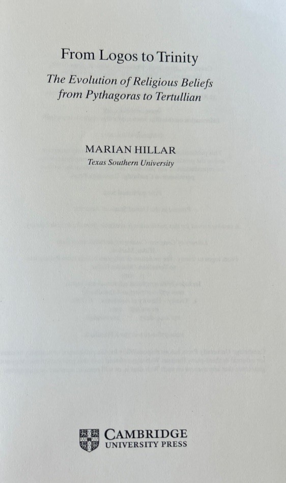 From Logos to Trinity by Marian Hillar 2012 Inscribed & Signed First Printing
