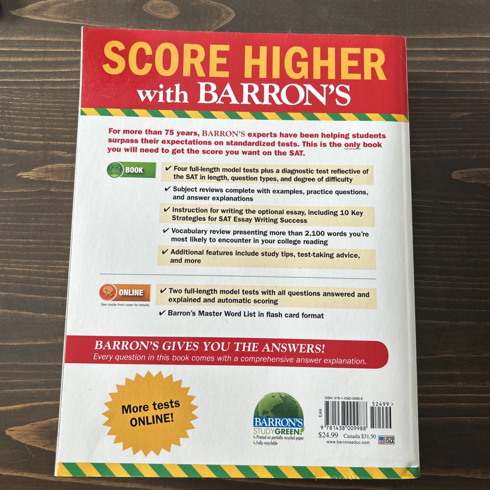 Barron’s Test Prep Ser.: Barron’s SAT with Online Tests 2017, Trade Paperback)