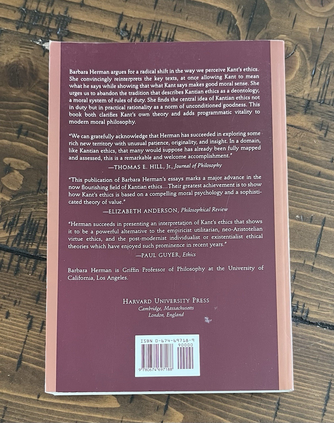 Practice of Moral Judgment Barbara Herman 1996 Trade Paperback Kant Immanuel