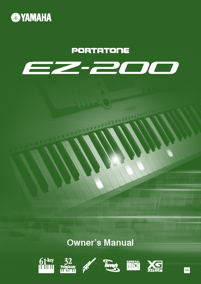 Yamaha EZ-200 Instruction Manual: 76 Pages & Protective Covers!