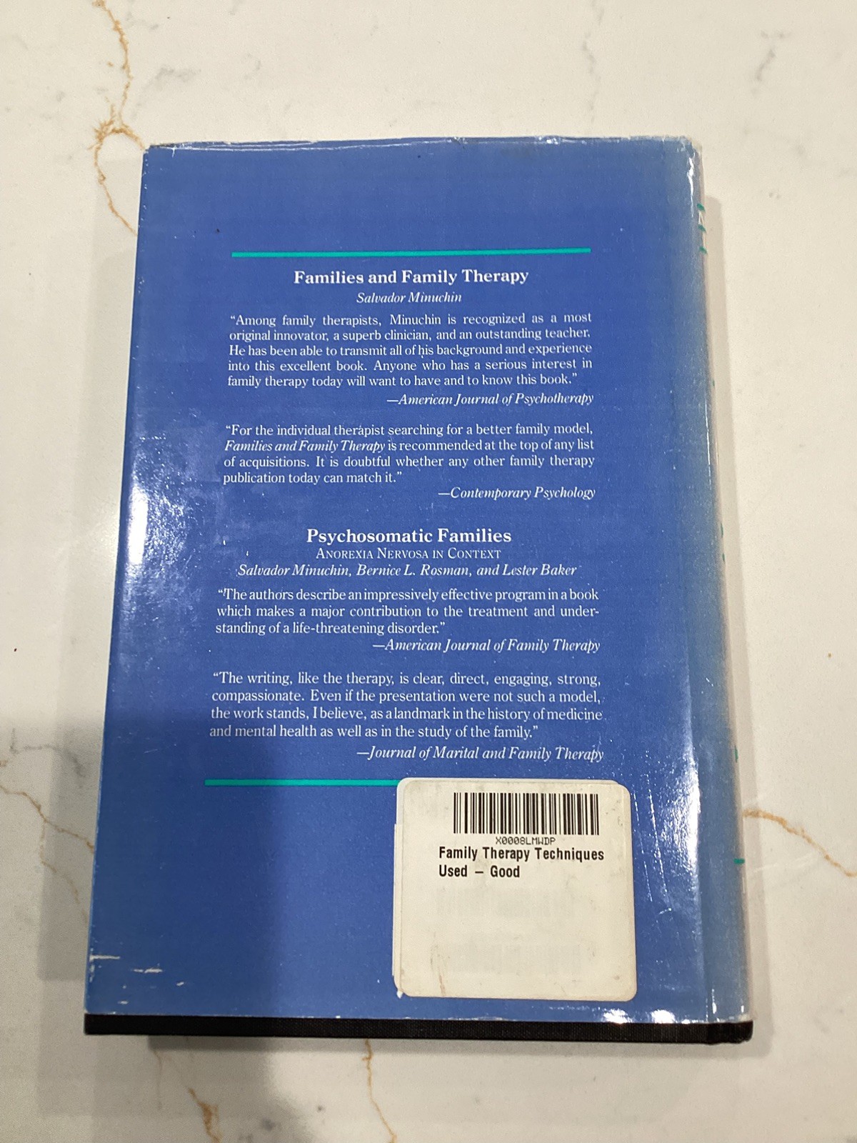 Family Therapy Techniques by Minuchin, Salvador Hardcover VG