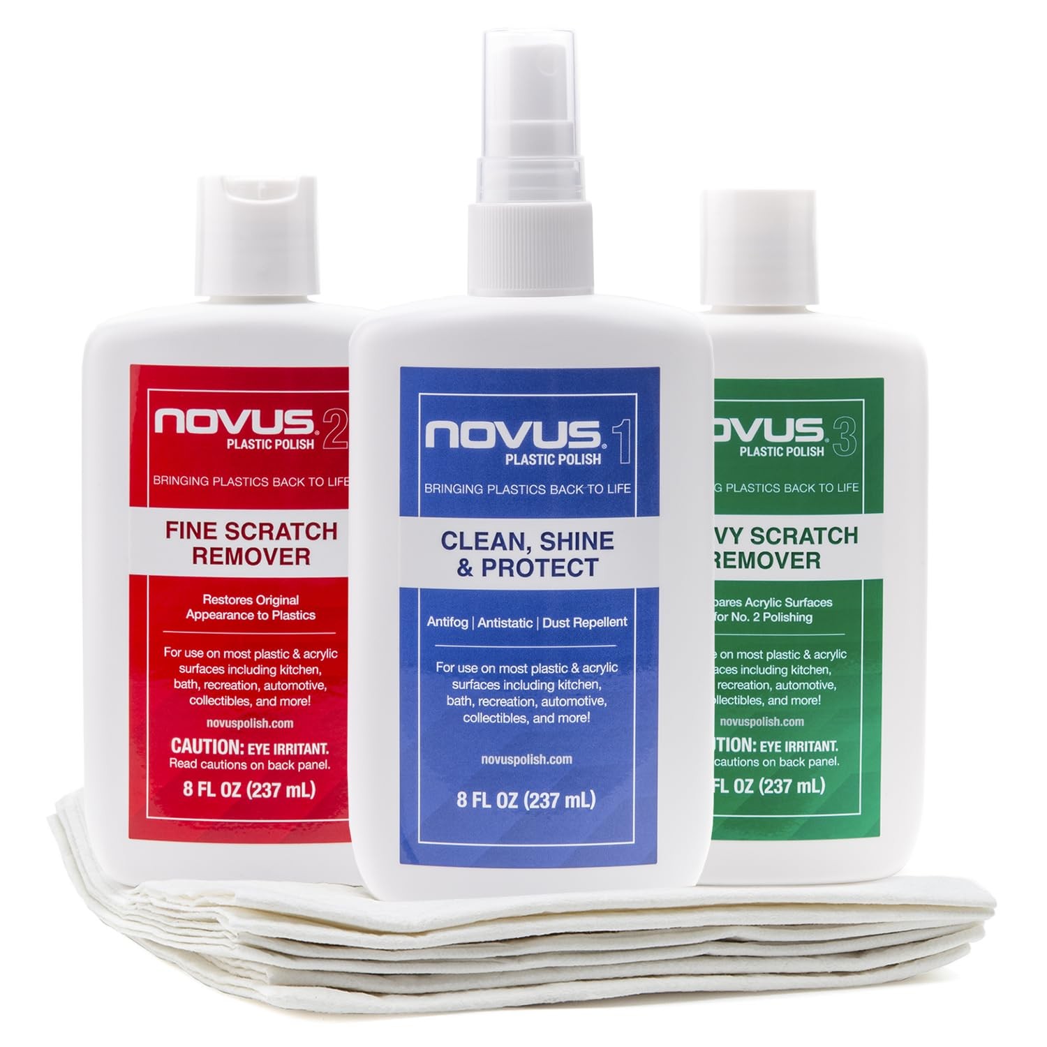 Plastic Clean Shine Kit Fine Heavy Scratch Remover and Polish, 8oz Bottles