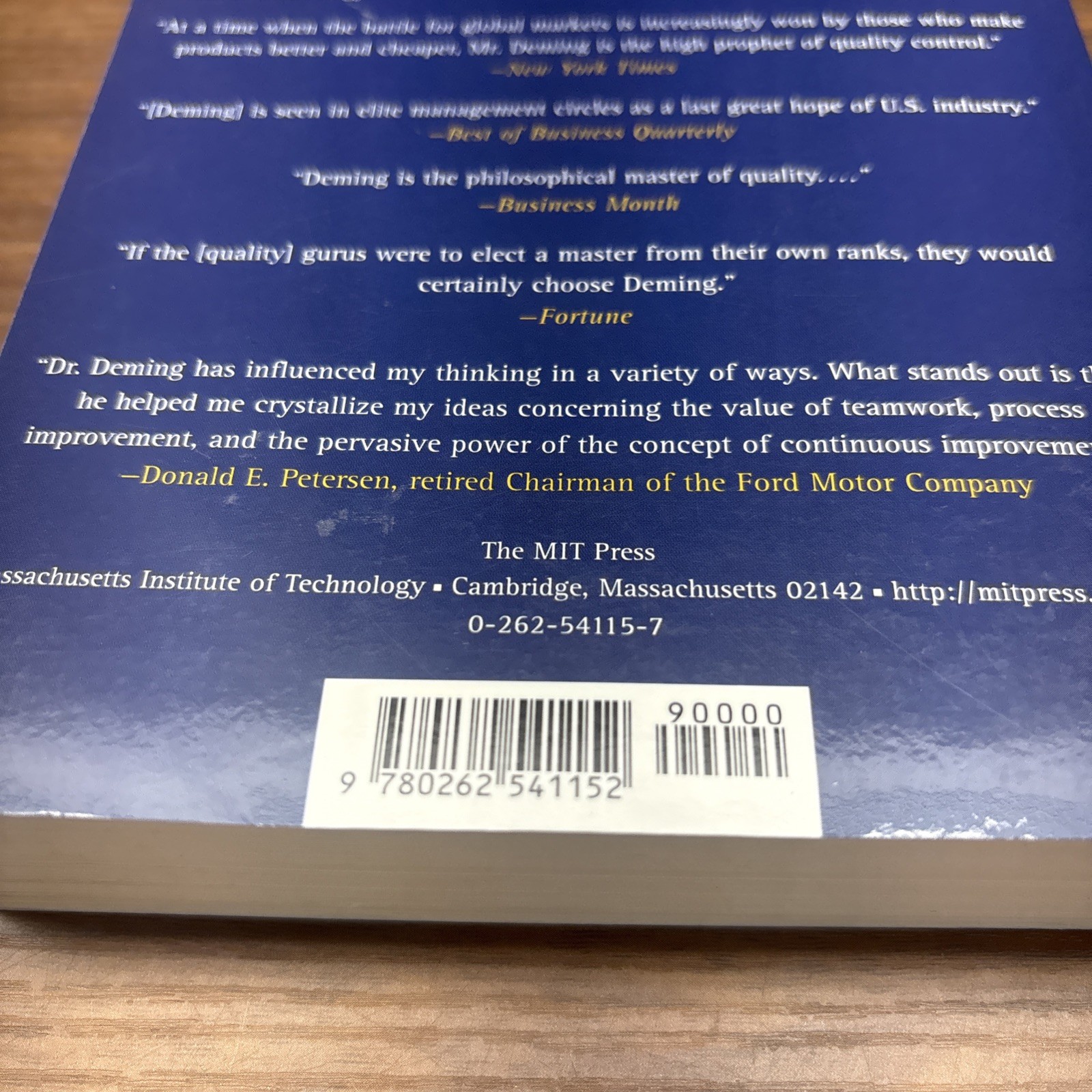 Out of the Crisis (The MIT Press), Deming, W. Edwards VERY GOOD