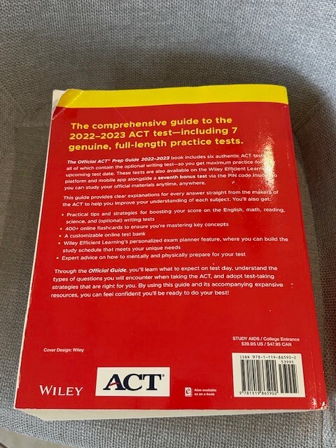 The Official ACT Prep Guide 2022 2023 Wiley EUC Book Paperback Study Test